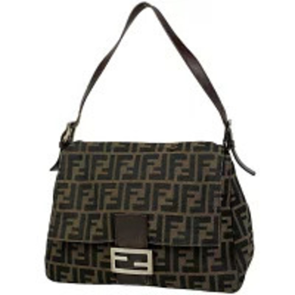 Fendi Zucca shoulder bag handbag Hobo Mamma Baguette canvas brown